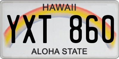 HI license plate YXT860