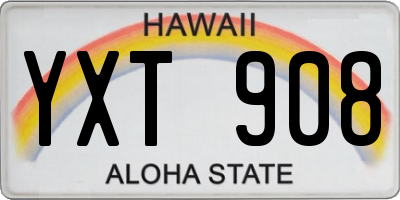 HI license plate YXT908