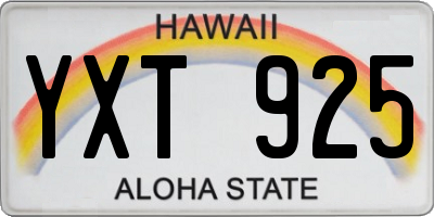 HI license plate YXT925