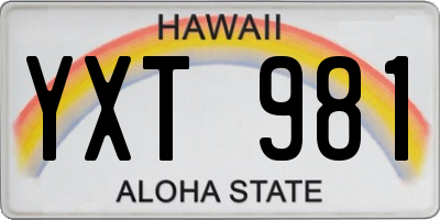 HI license plate YXT981