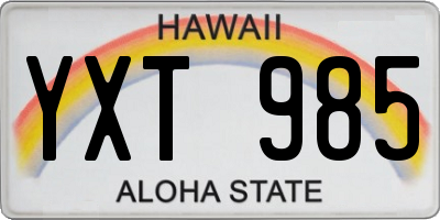 HI license plate YXT985