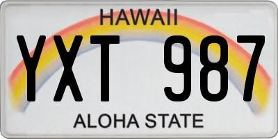 HI license plate YXT987