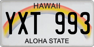 HI license plate YXT993