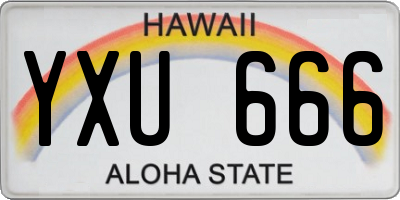 HI license plate YXU666