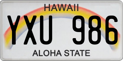 HI license plate YXU986