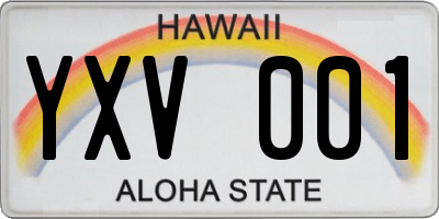 HI license plate YXV001