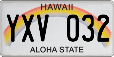 HI license plate YXV032