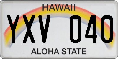 HI license plate YXV040