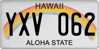 HI license plate YXV062
