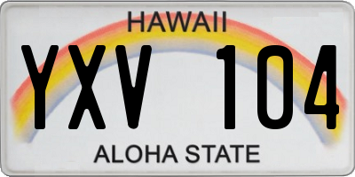 HI license plate YXV104
