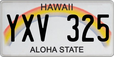 HI license plate YXV325