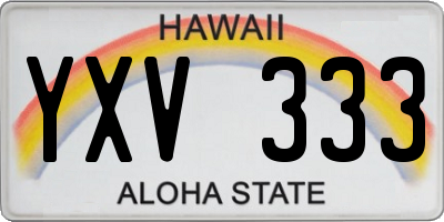 HI license plate YXV333