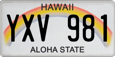 HI license plate YXV981