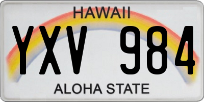 HI license plate YXV984