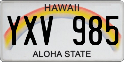 HI license plate YXV985