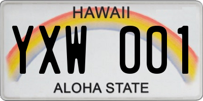 HI license plate YXW001