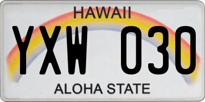 HI license plate YXW030