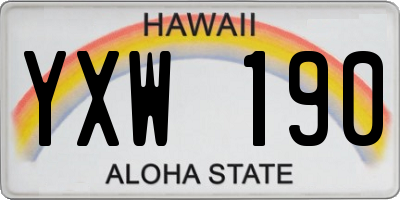 HI license plate YXW190