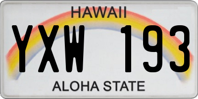 HI license plate YXW193