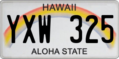 HI license plate YXW325
