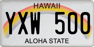 HI license plate YXW500