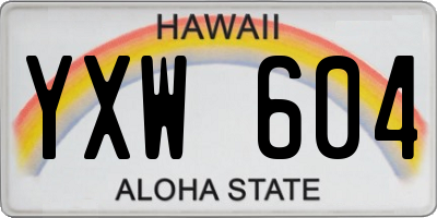 HI license plate YXW604