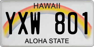 HI license plate YXW801