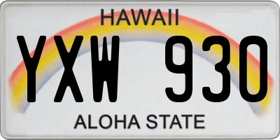 HI license plate YXW930