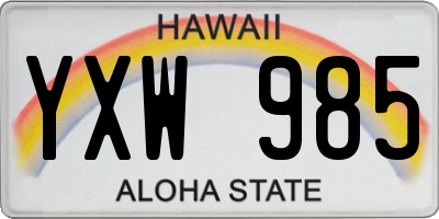 HI license plate YXW985