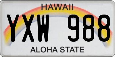 HI license plate YXW988