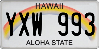 HI license plate YXW993
