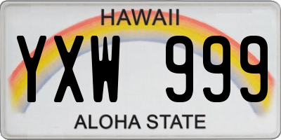 HI license plate YXW999