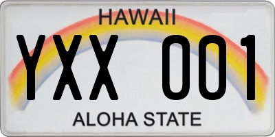 HI license plate YXX001