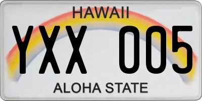 HI license plate YXX005