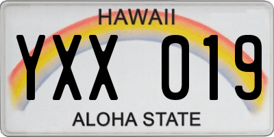 HI license plate YXX019