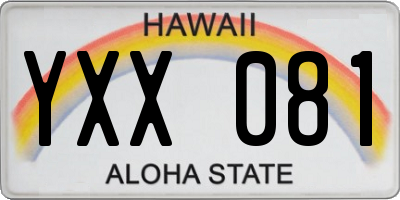 HI license plate YXX081