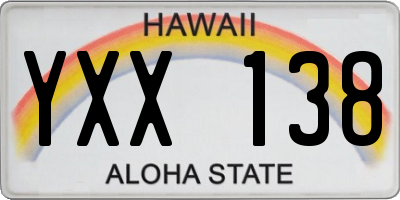 HI license plate YXX138