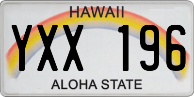 HI license plate YXX196
