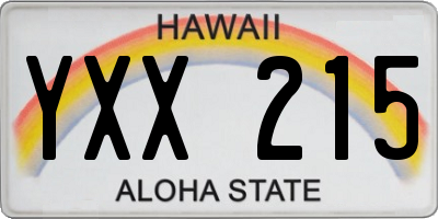 HI license plate YXX215