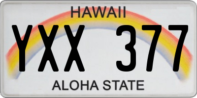 HI license plate YXX377