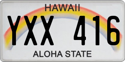 HI license plate YXX416