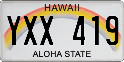 HI license plate YXX419