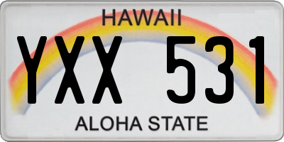 HI license plate YXX531