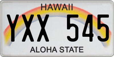 HI license plate YXX545