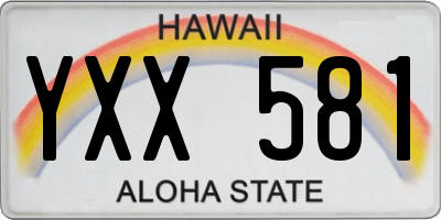HI license plate YXX581