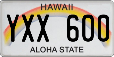 HI license plate YXX600