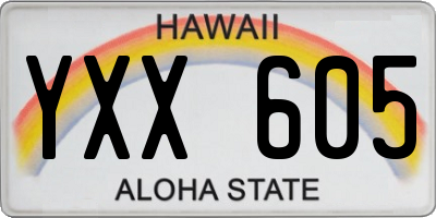 HI license plate YXX605