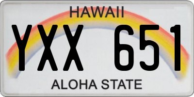HI license plate YXX651