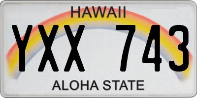 HI license plate YXX743