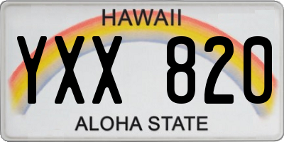 HI license plate YXX820